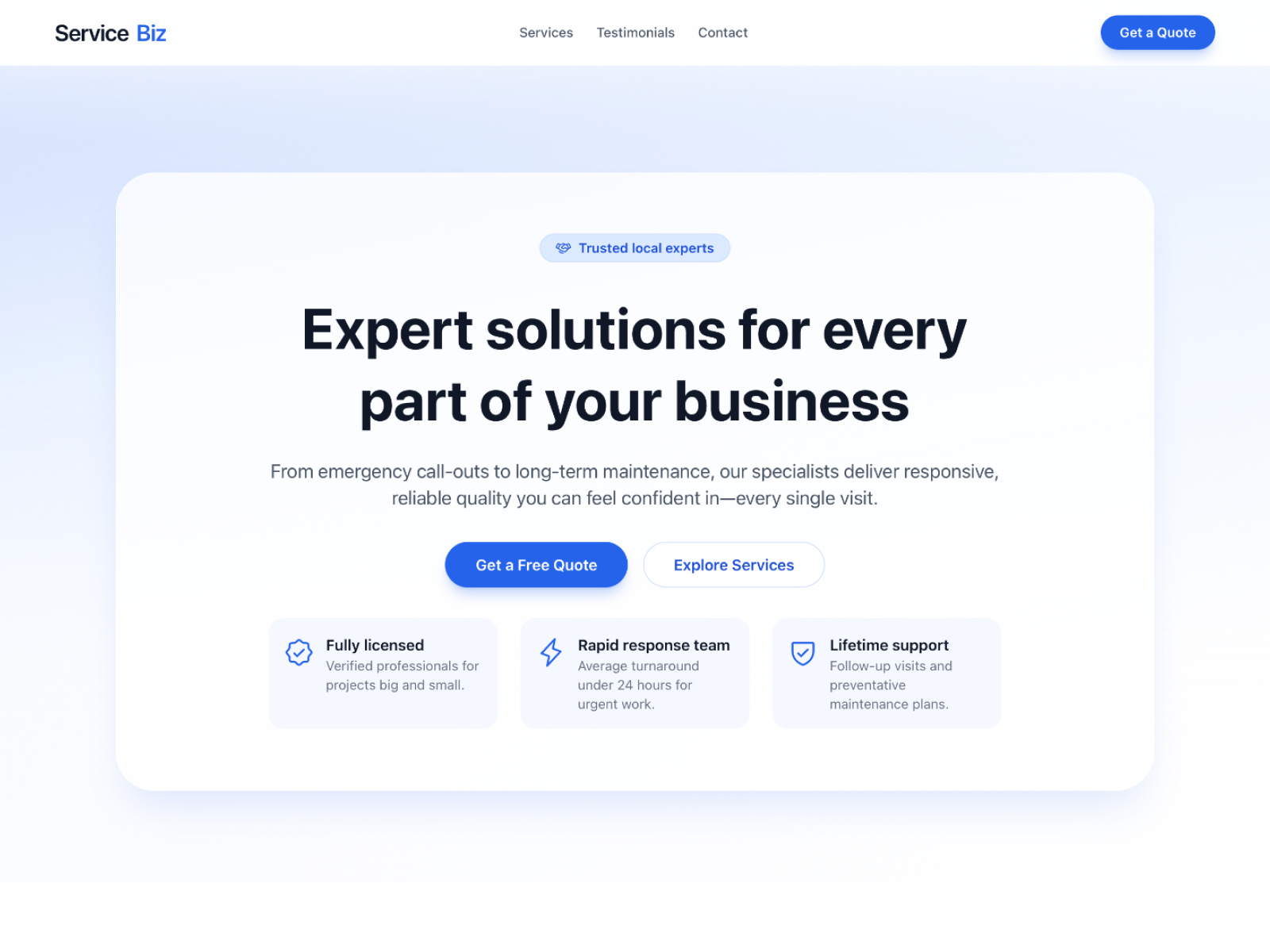 Service Biz template preview
